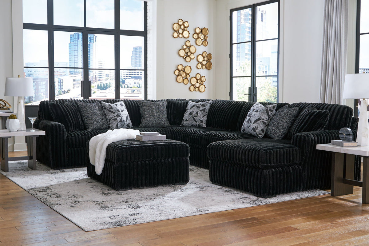 Midnight-Madness Black Sectional Set