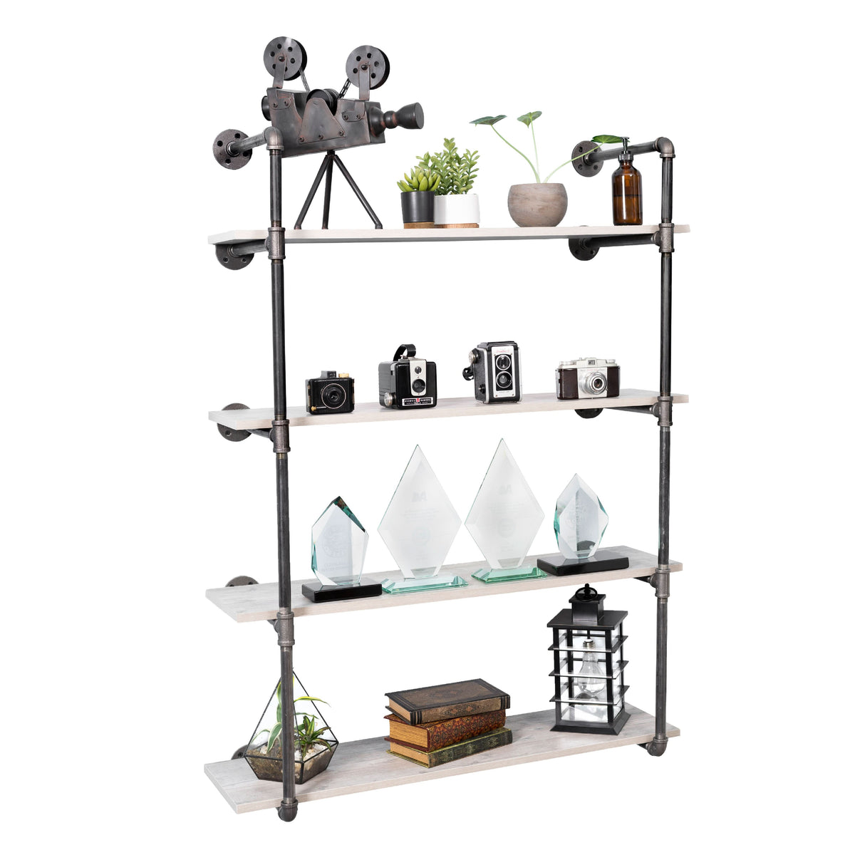 4-Tier Wall Mounted Pipe Shelf