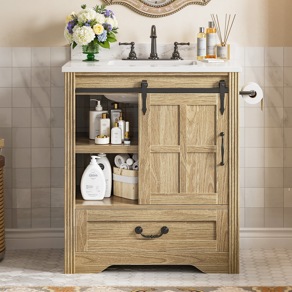 30 Inch Farmhouse Bathroom Vanity with Sink