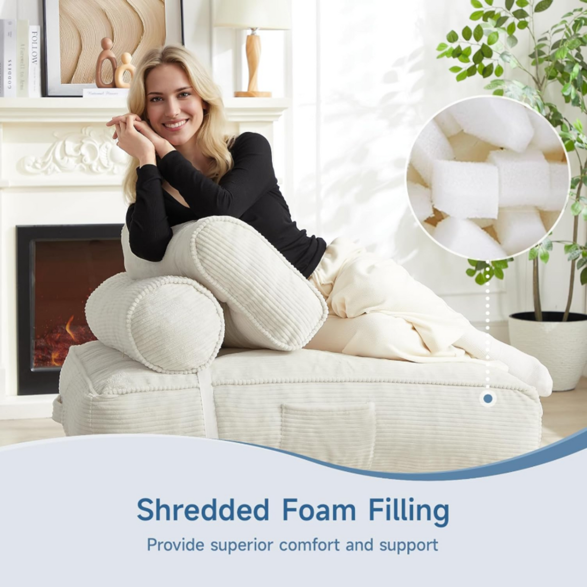 Convertible Folding Corduroy Sofa Bed Sleeper Chair