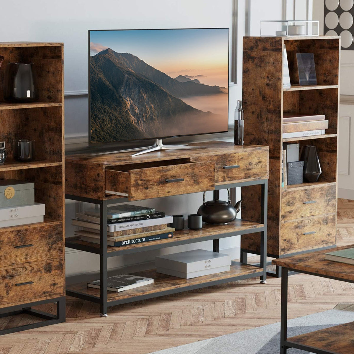 47 Inch TV Stand with Storage Cabinet and Drawers