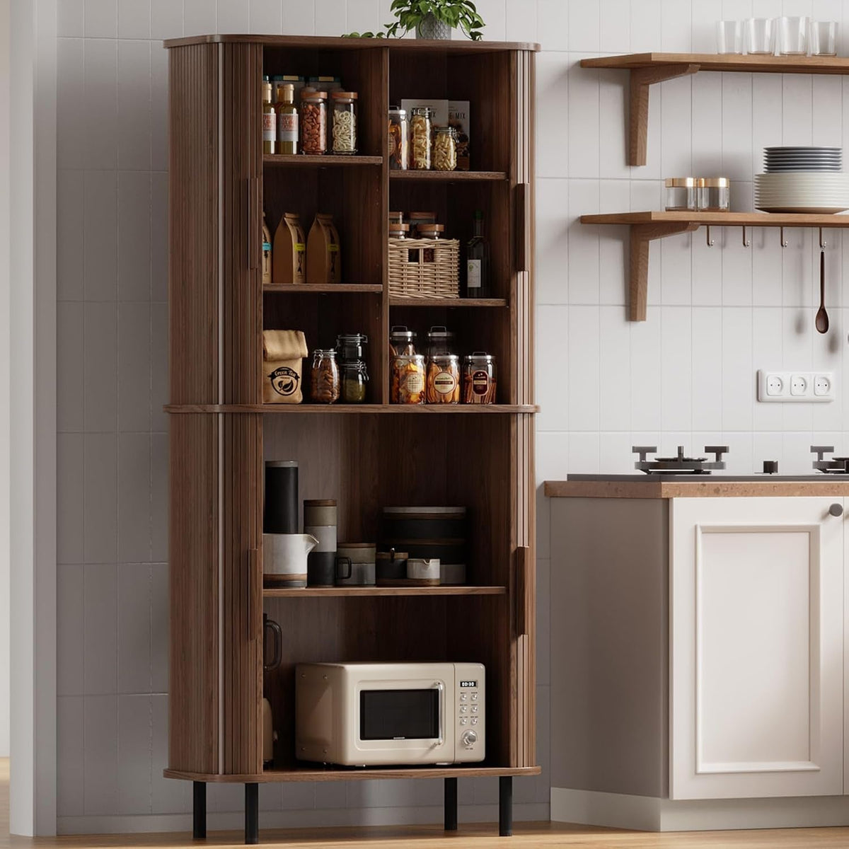 71-Inch Tall Pantry Cabinet with Sliding Doors