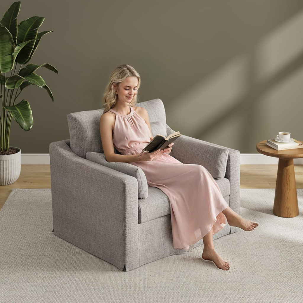 33 Inch Wide Coastal Armchair with Washable Slipcover