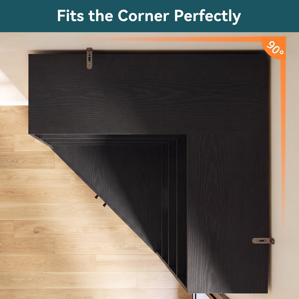 72.7-Inch Tall Corner Bookshelf with Door, 6-Tier
