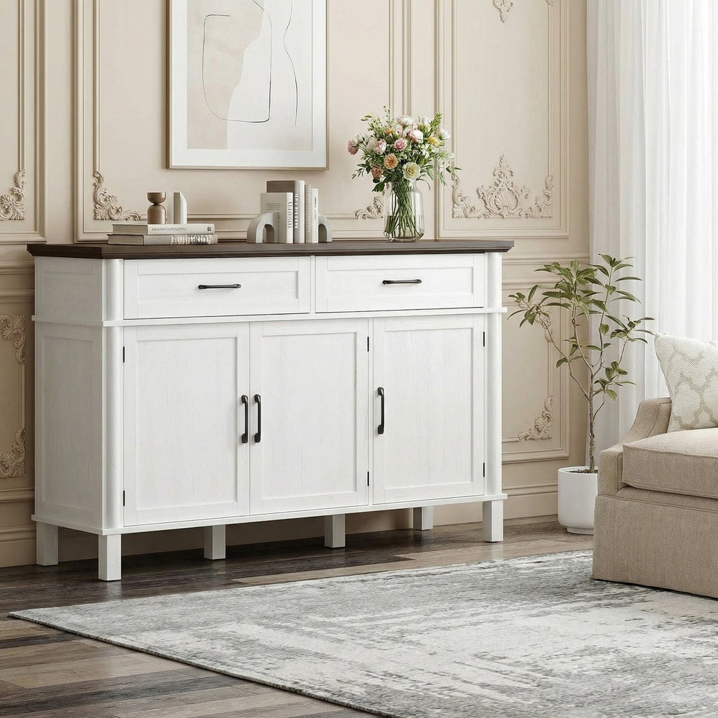 Wood Buffet Sideboard with 2 Drawers and 3 Doors