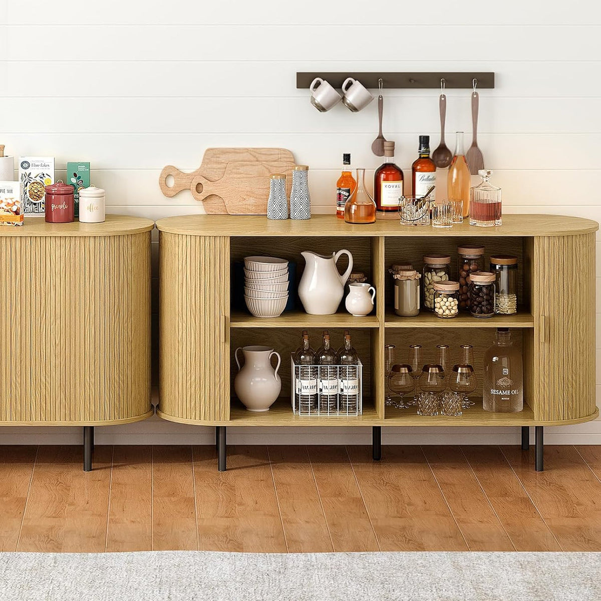 55 Inch Sideboard Buffet with Tambour Door
