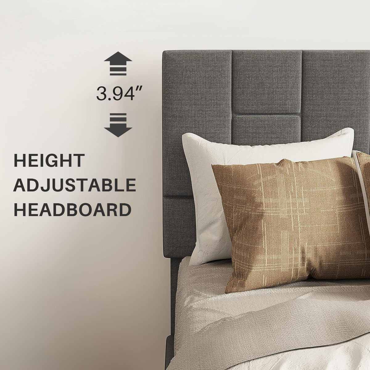 Twin Upholstered Platform Bed with Under-Bed Drawer