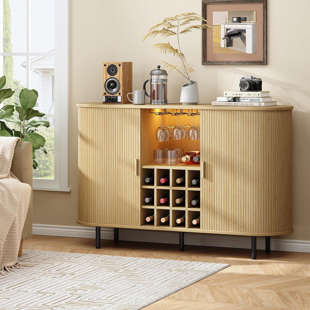55 Inch LED Wine Bar Cabinet and Coffee Station
