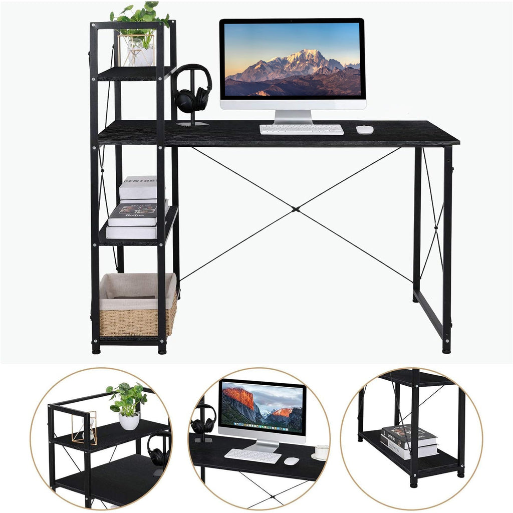 47 Inch Computer Desk with Reversible Bookshelf