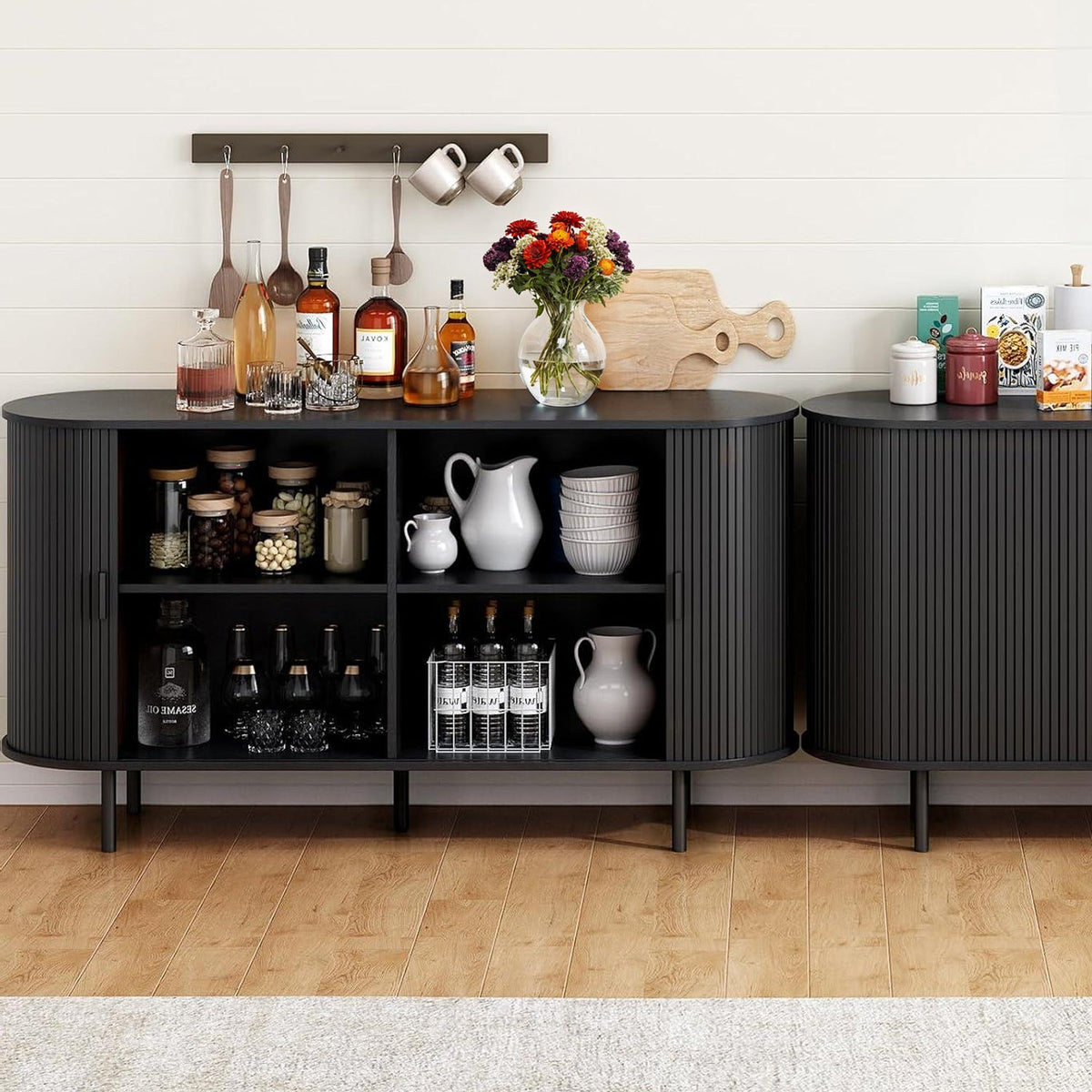 55 Inch Sideboard Buffet with Tambour Door
