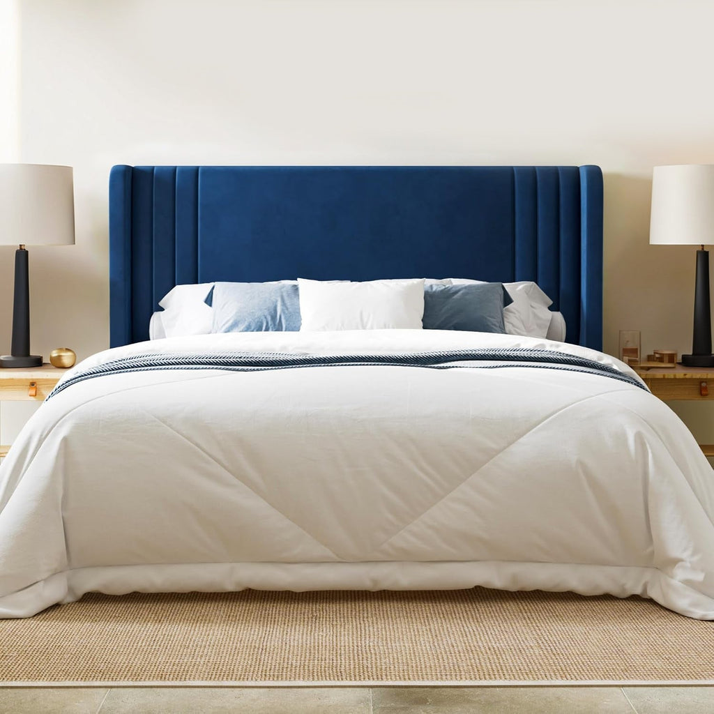 Velvet Platform Bed with Tufted Wingback and Storage
