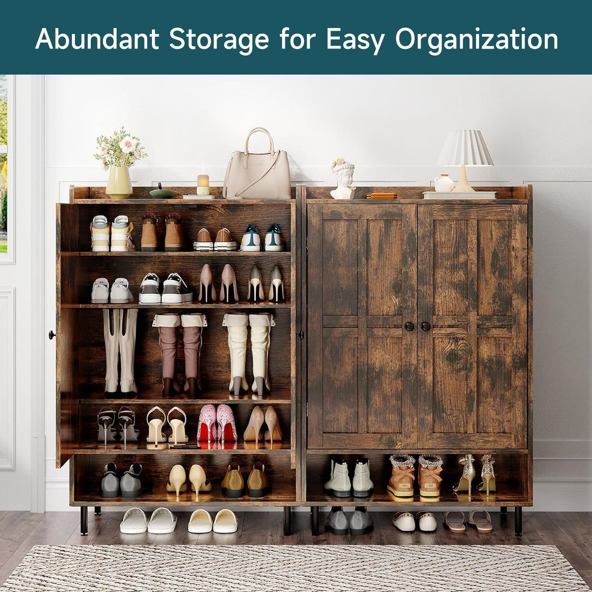 6-Tier Entryway Shoe Cabinet with 3 Adjustable Shelves