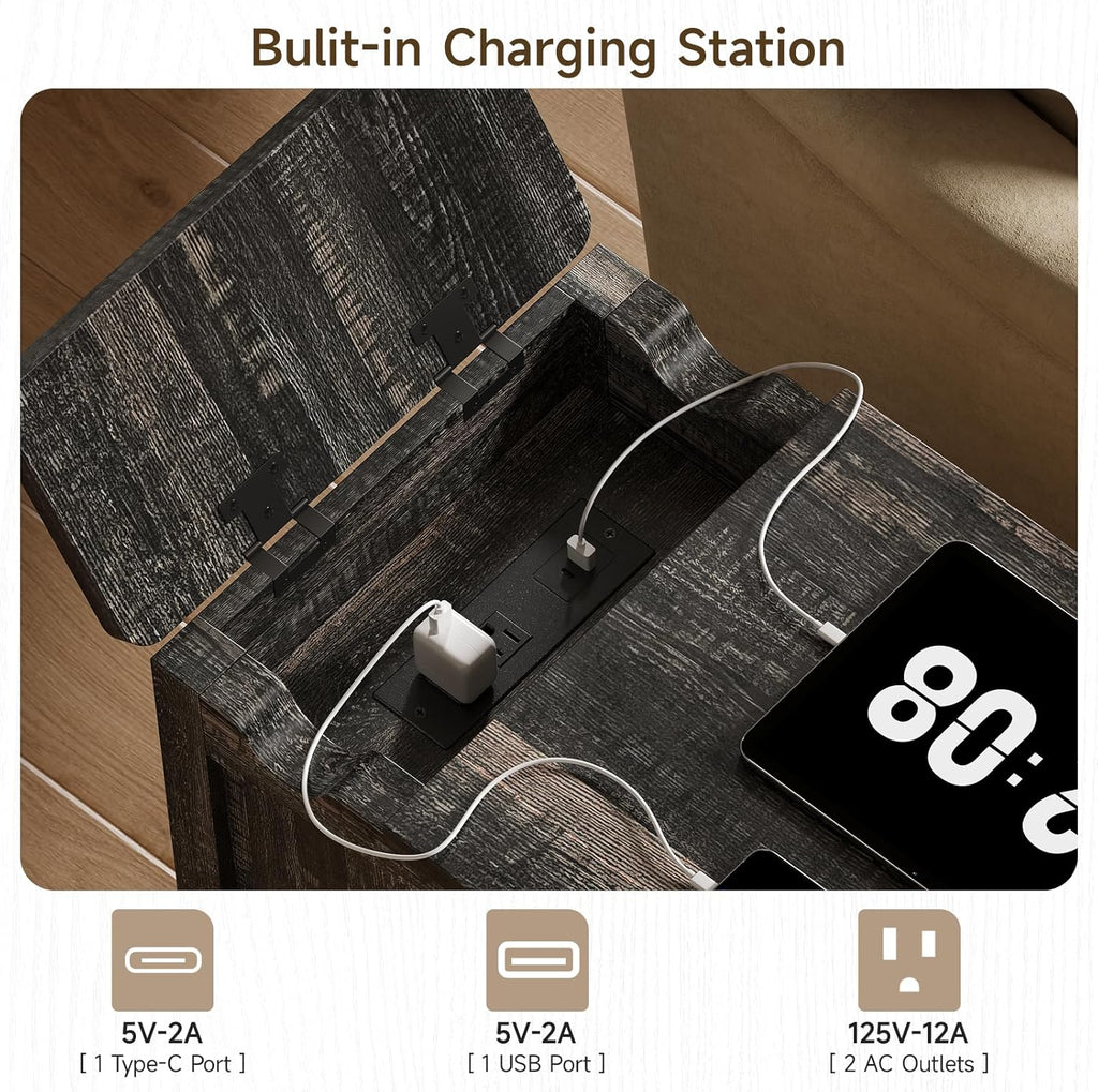 Farmhouse End Table with Hidden Charging Station