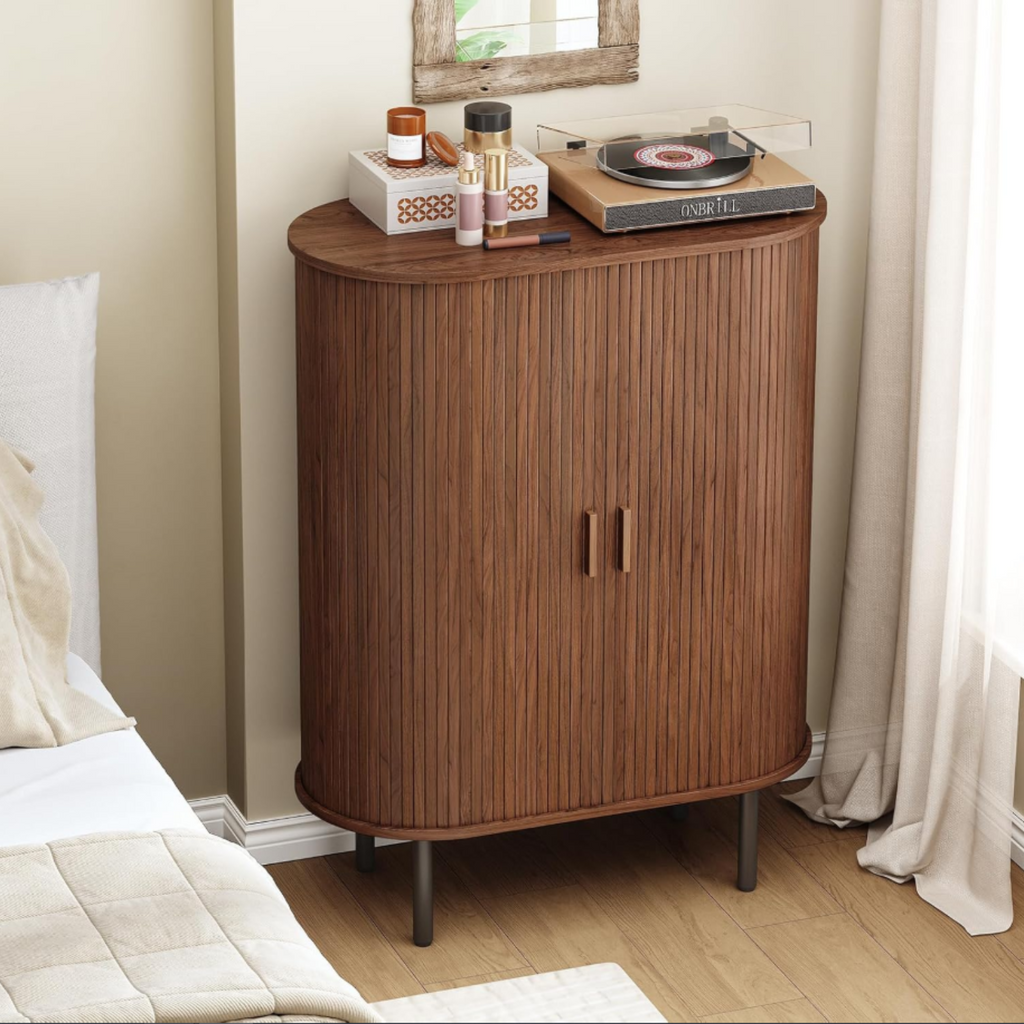 44" Modern High Sideboard Cabinet with Sliding Door