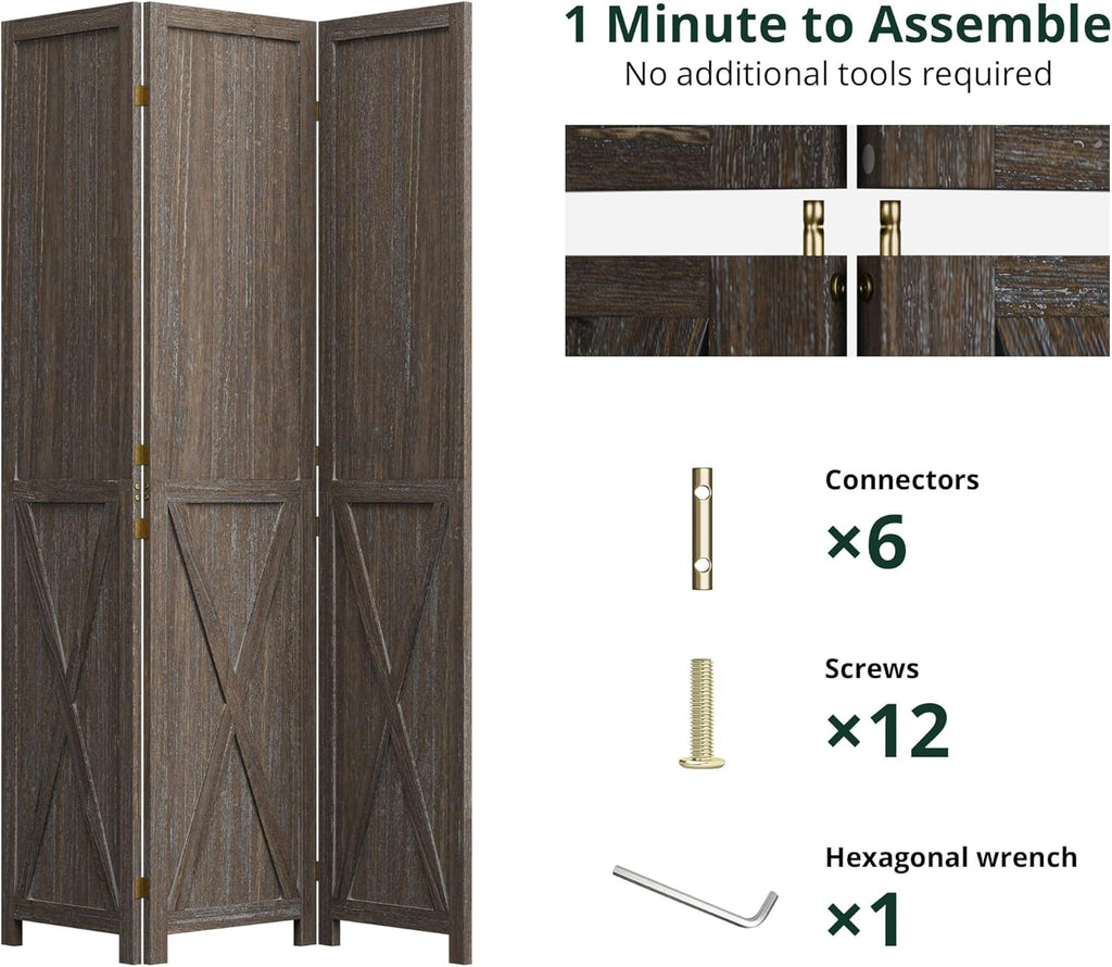 5.5 ft Solid Wood Folding Room Divider