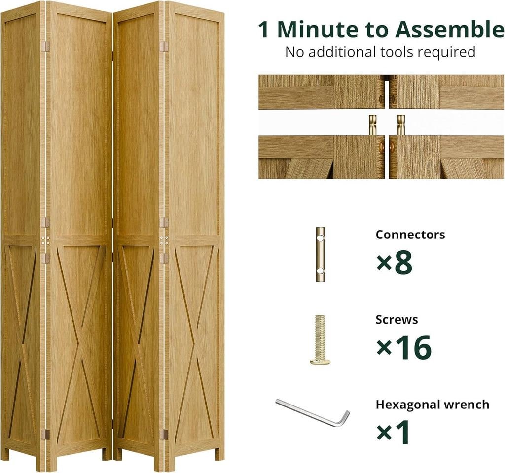 5.5 ft Solid Wood Folding Room Divider