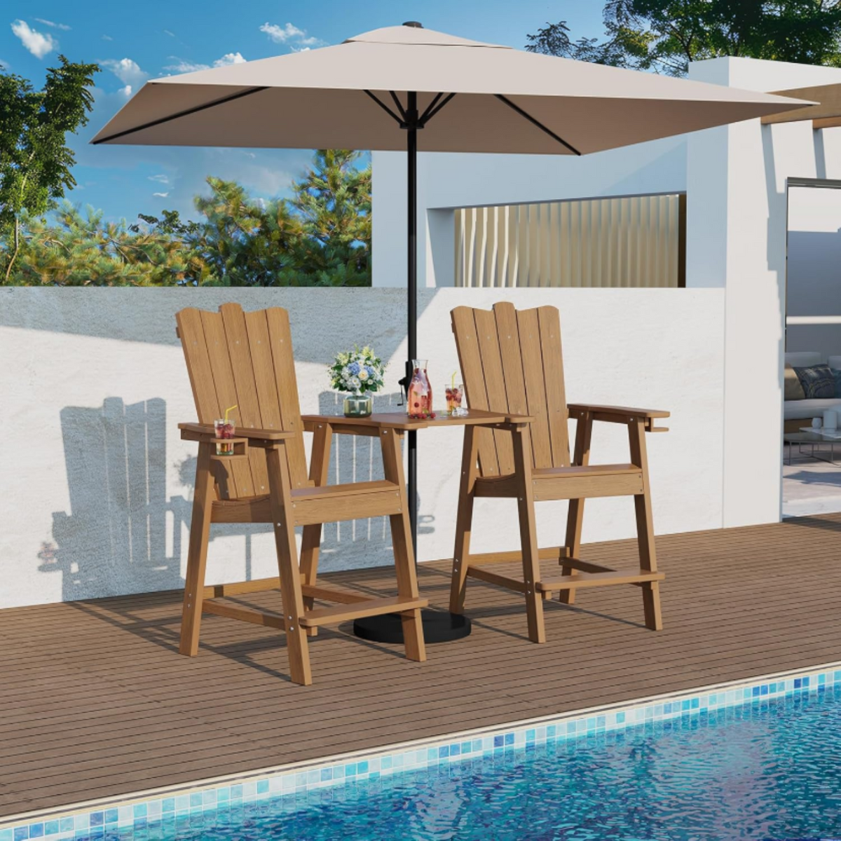 2-Piece Tall Adirondack Balcony Chair Set