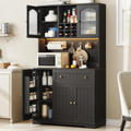 71 Inch Kitchen Pantry Cabinet with Microwave Stand