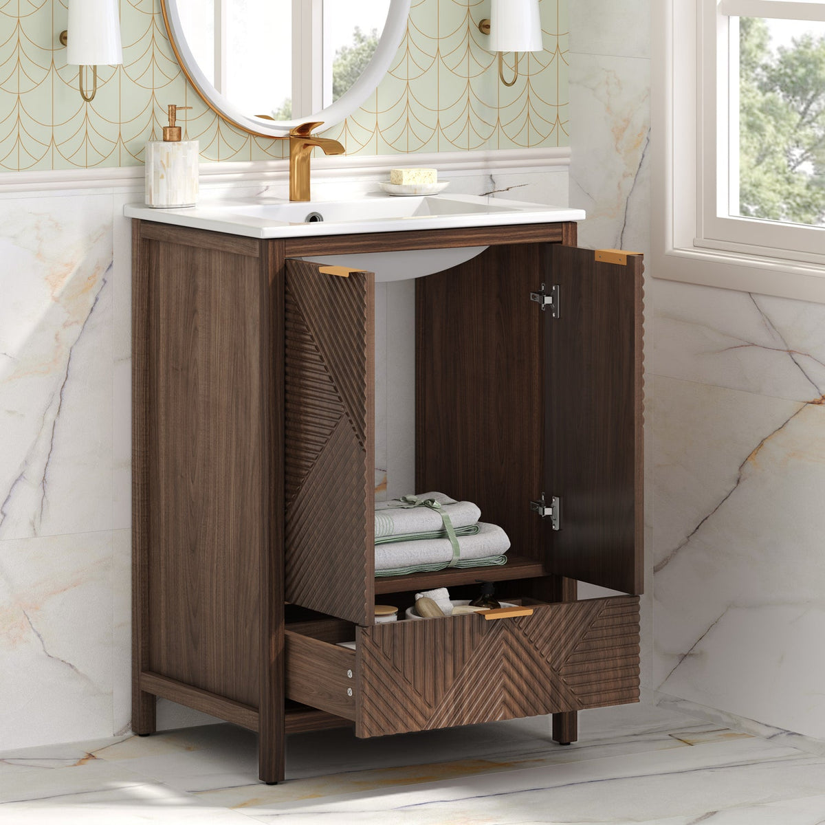 24 Inch Bathroom Vanity with Sink and Soft-Close Door