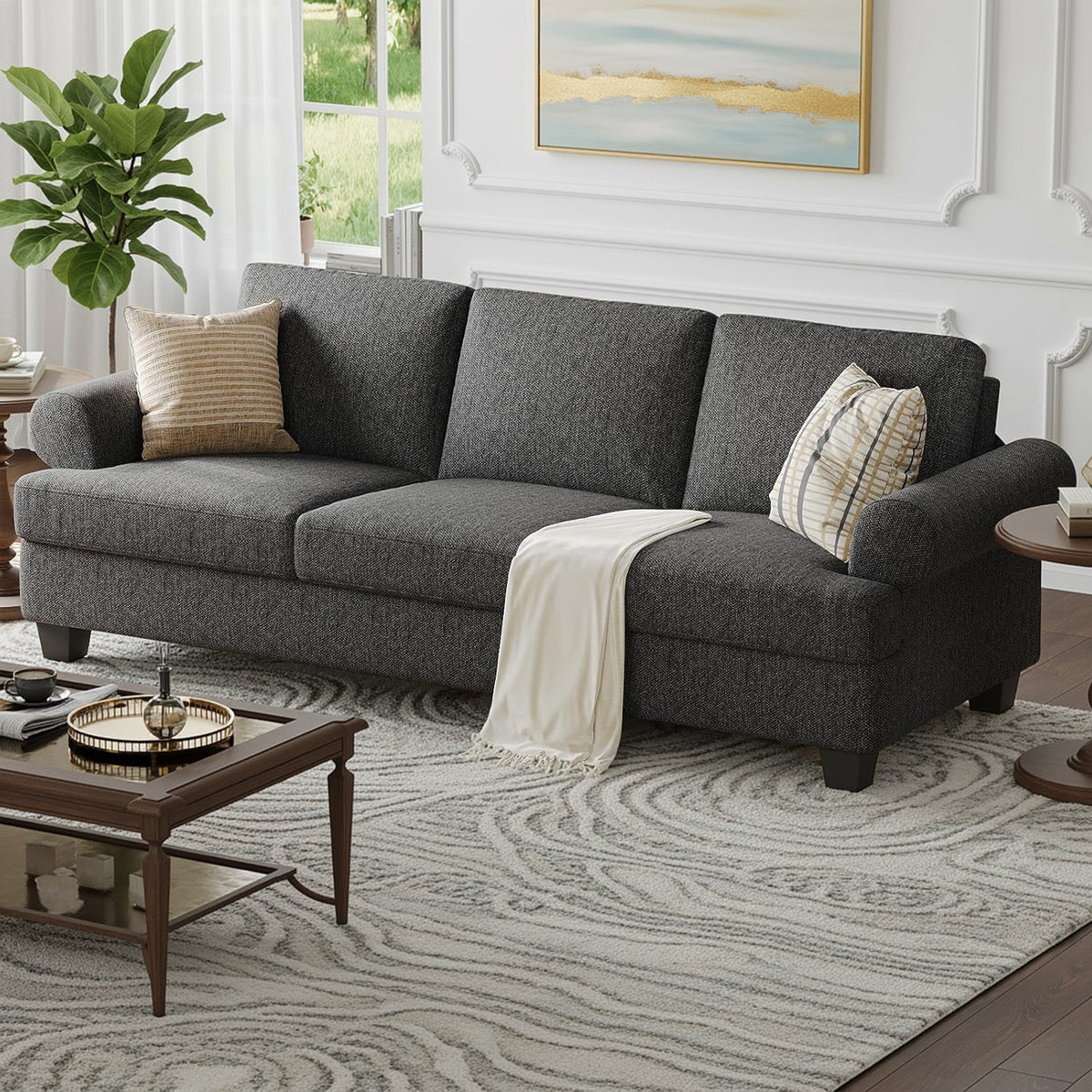 91 in Mid-Century Lawson Sofa with Deep Seating