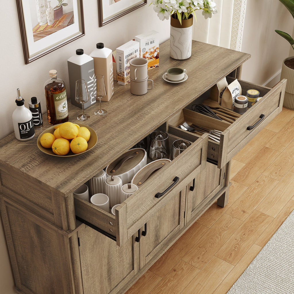 Wood Buffet Sideboard with 2 Drawers and 3 Doors