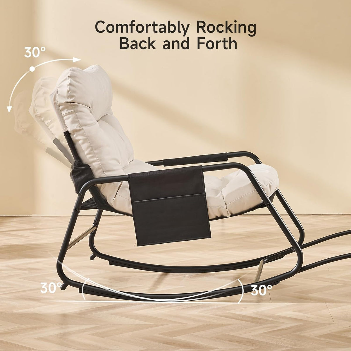 Papasan Rocking Chair with Cushion for Indoor and Outdoor