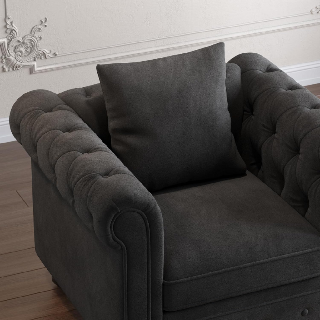 Velvet Chesterfield Tufted Accent Armchair