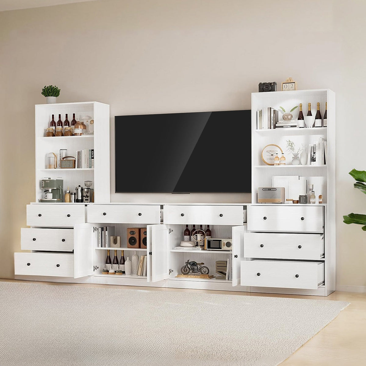 4-Piece TV Stand and Bookshelf Set (2A+2C)