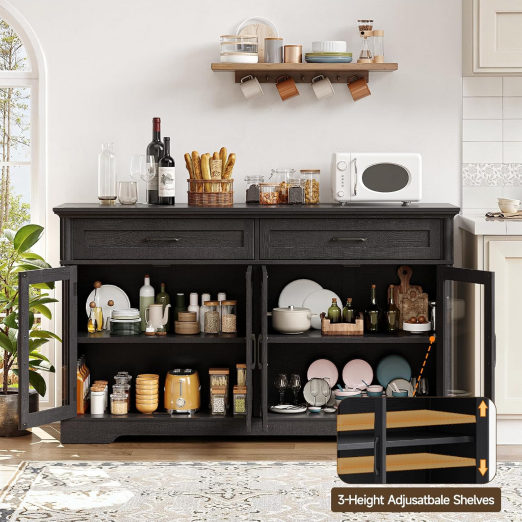 60 Inch Sideboard Buffet with 4 Doors and 2 Drawers