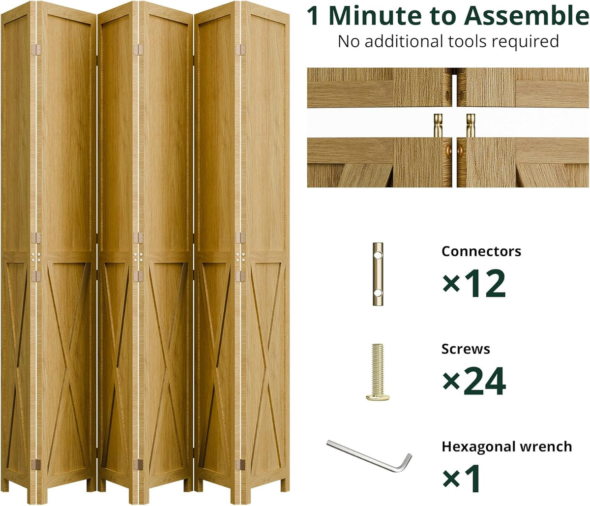 5.5 ft Solid Wood Folding Room Divider