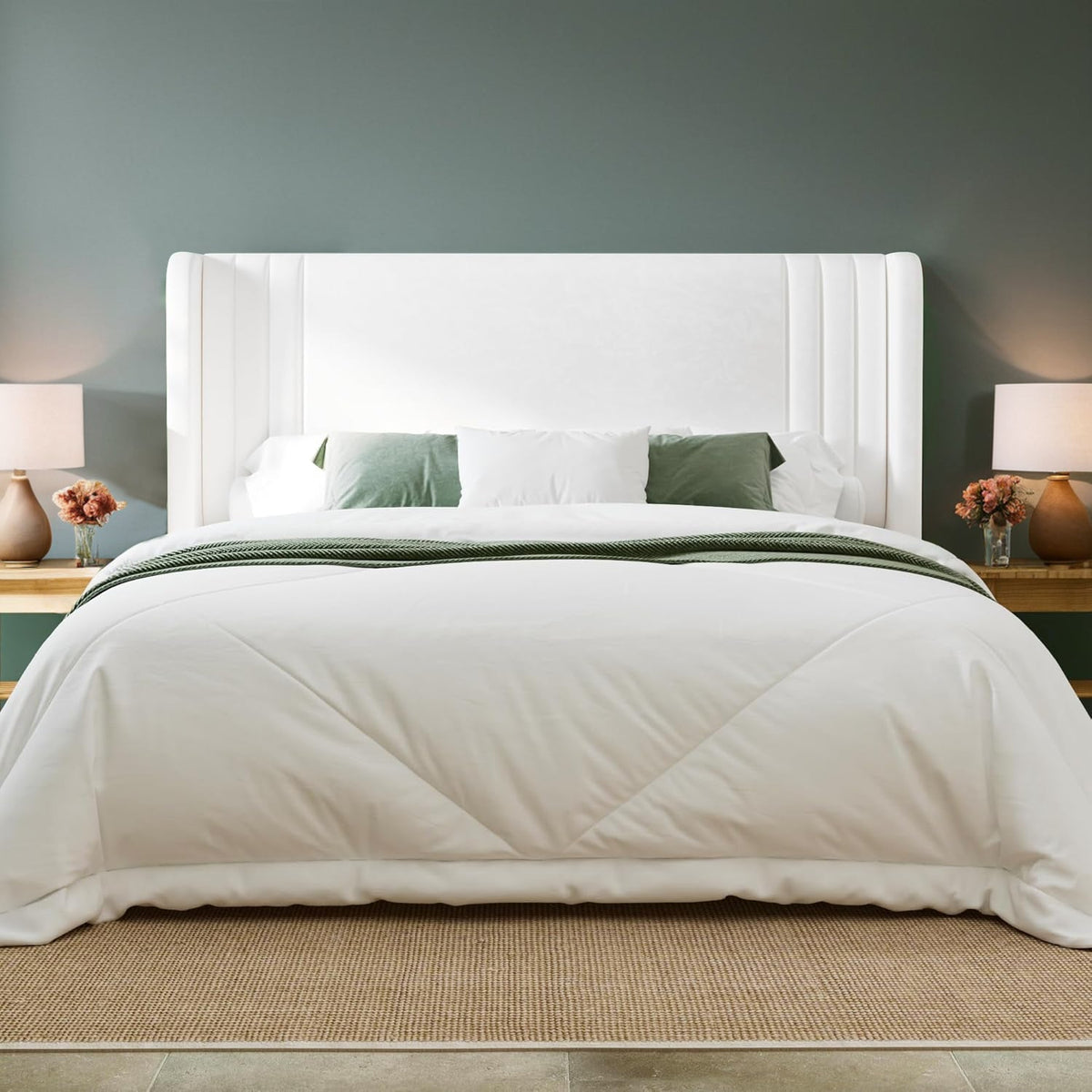 Velvet Platform Bed with Tufted Wingback and Storage