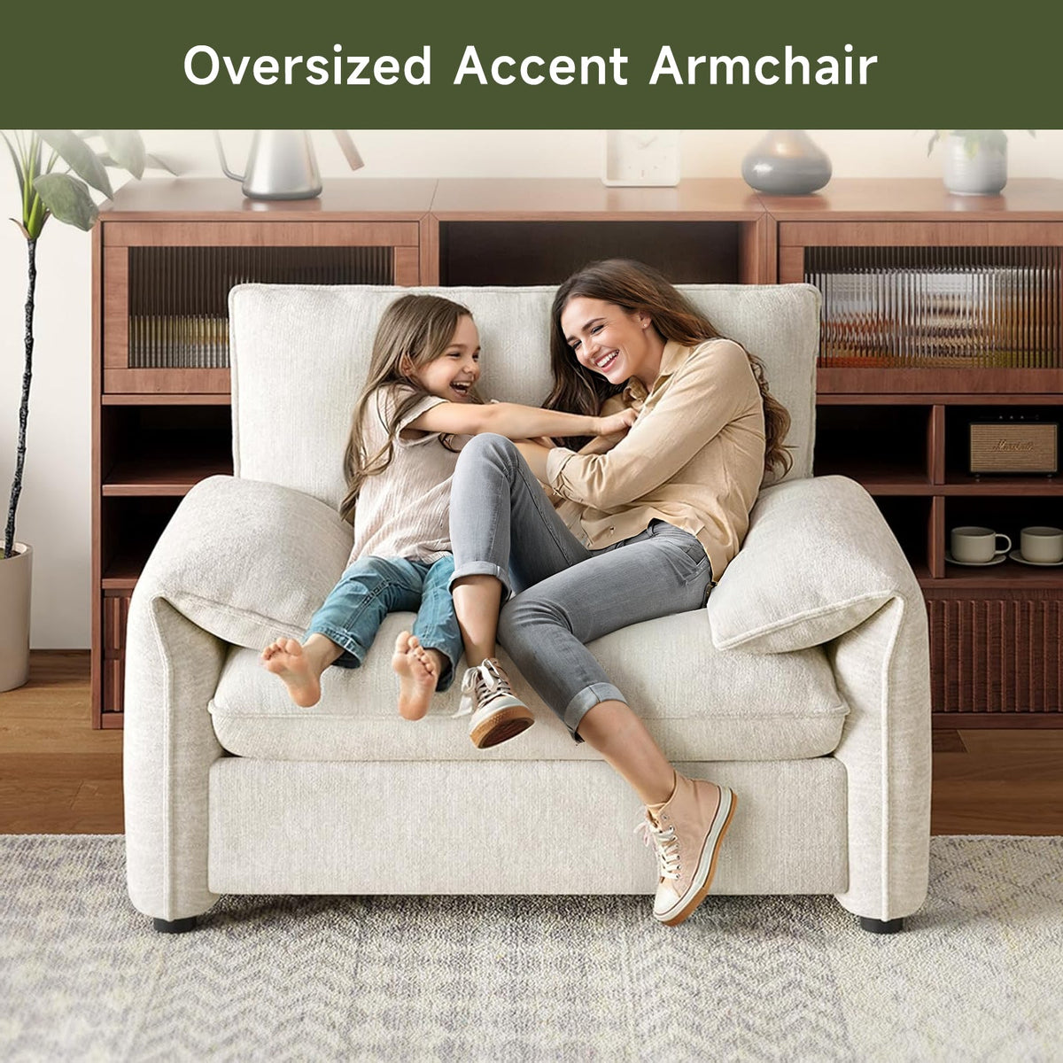 42.1 Inch Oversized Chenille Accent Reading Chair