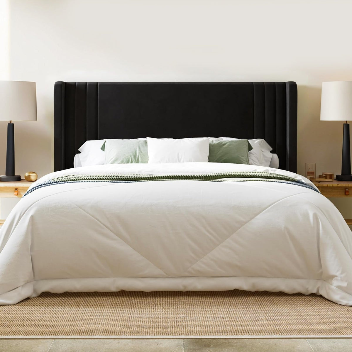 Velvet Platform Bed with Tufted Wingback and Storage