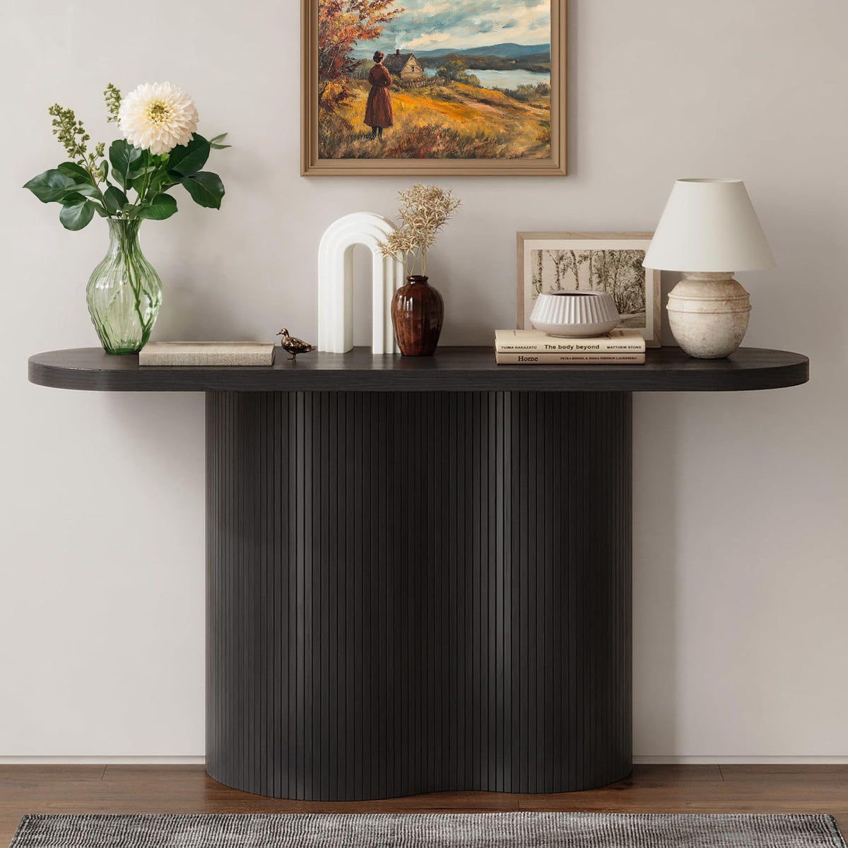 57 Inch Tambour Entryway Console Table