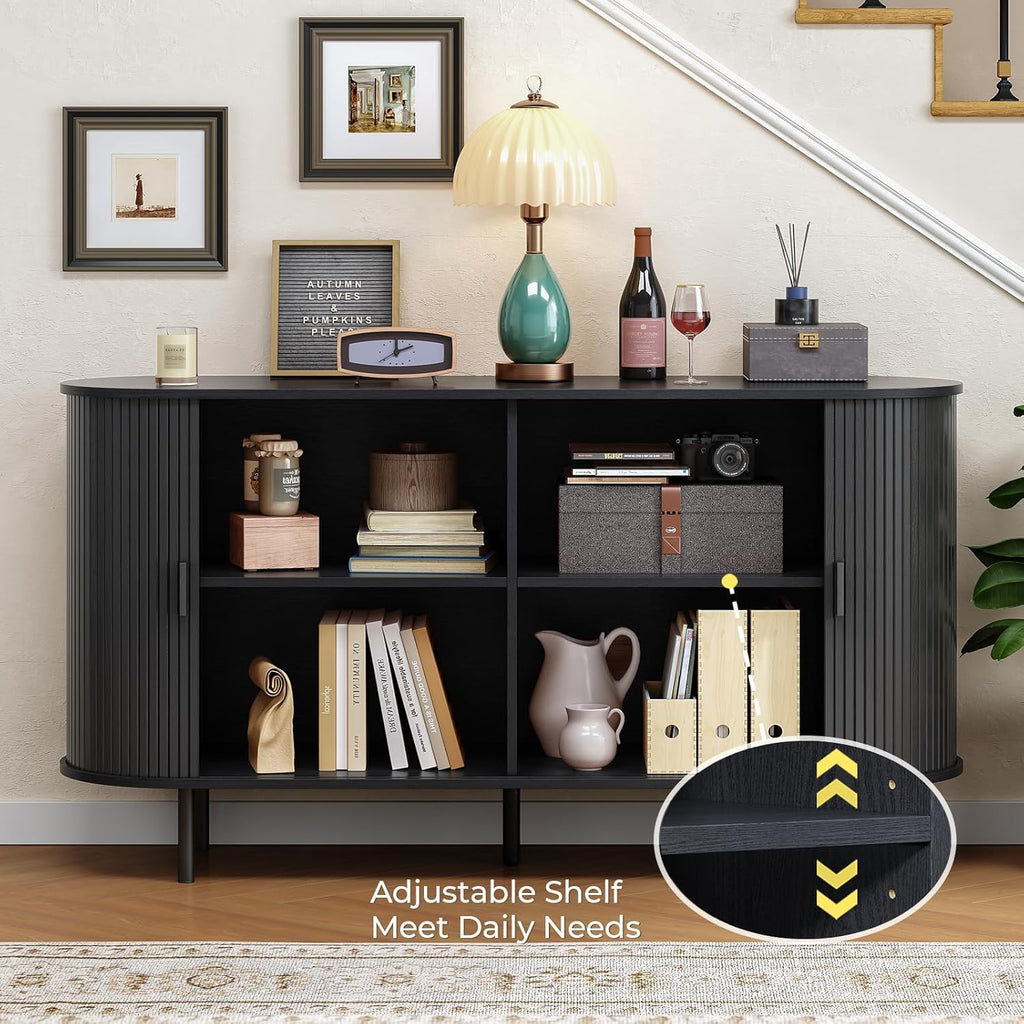 55 Inch Sideboard Buffet with Tambour Door