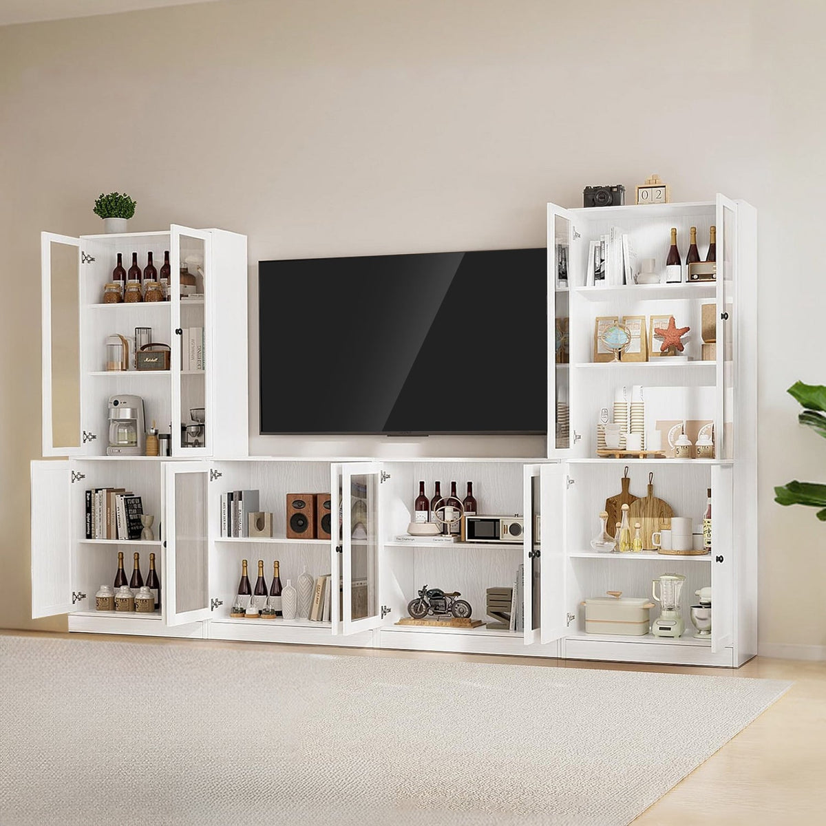 4-Piece TV Stand and Bookshelf Set (2B+2D)