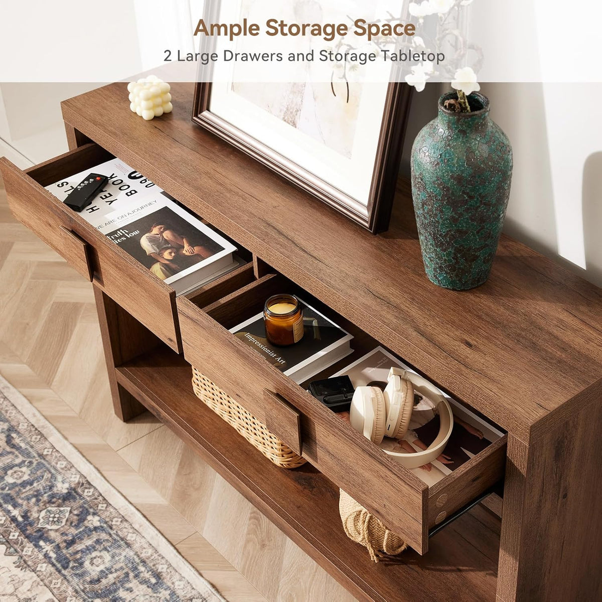40 Inch Narrow Console Table with Drawers