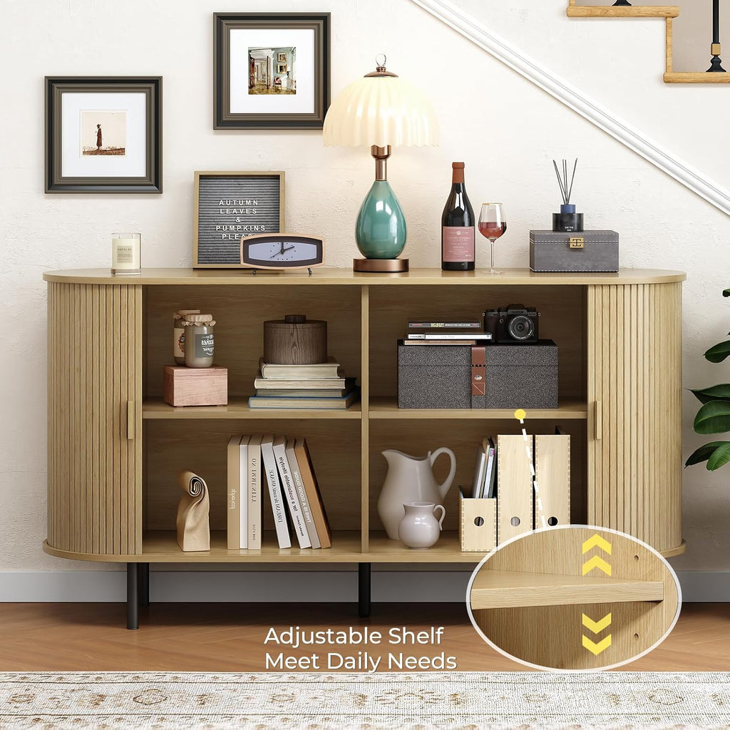 55 Inch Sideboard Buffet with Tambour Door