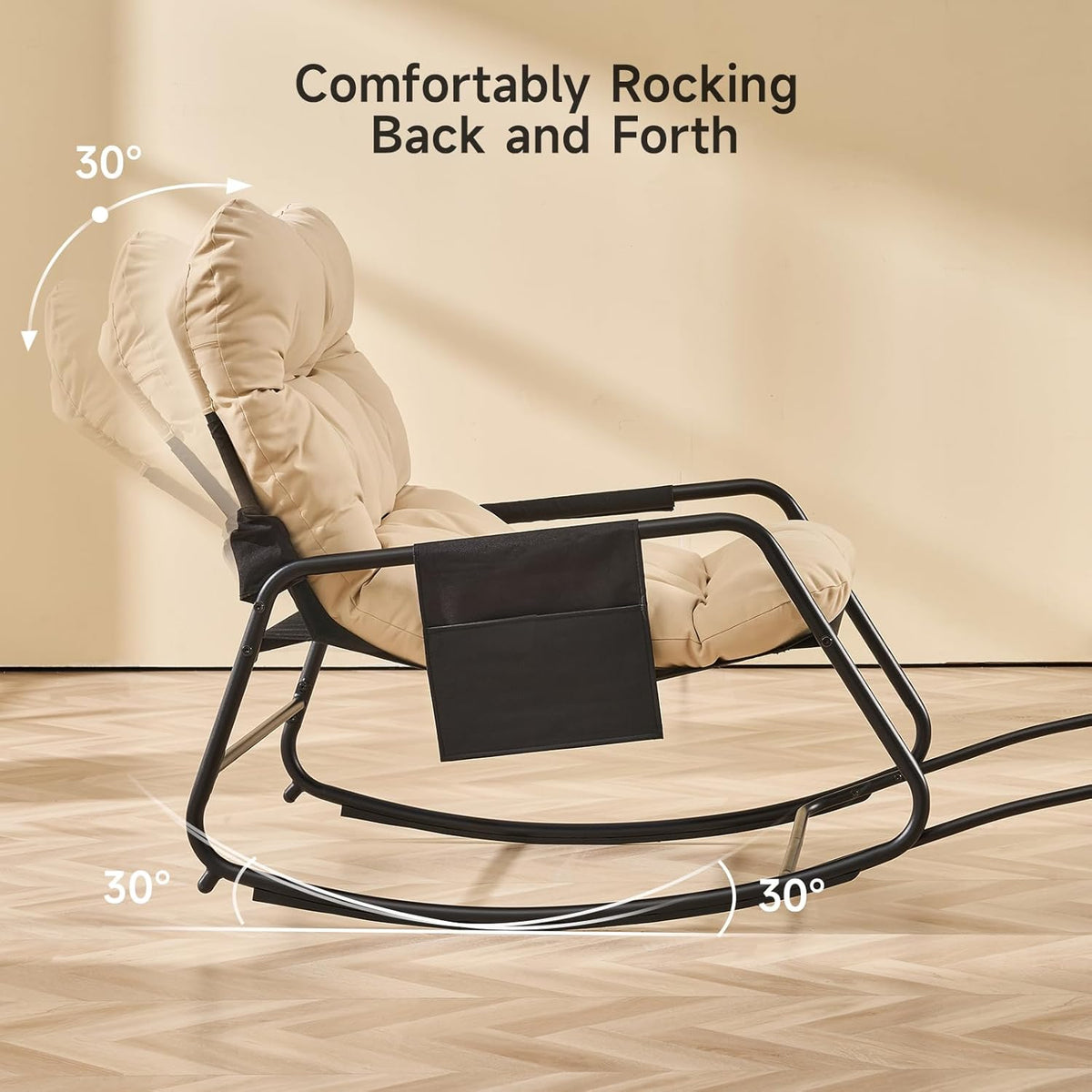 Papasan Rocking Chair with Cushion for Indoor and Outdoor