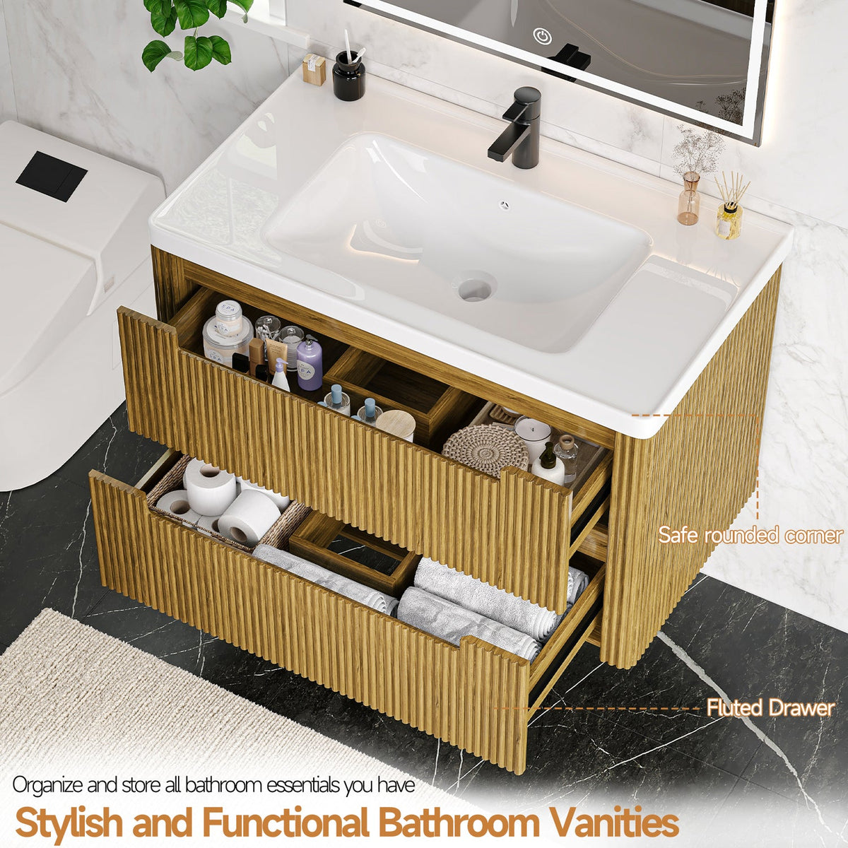 36-Inch Floating Bathroom Vanity with Sink