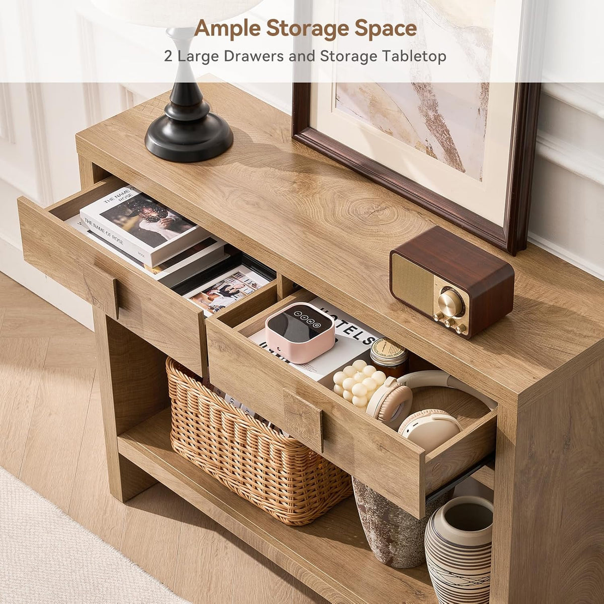 40 Inch Narrow Console Table with Drawers