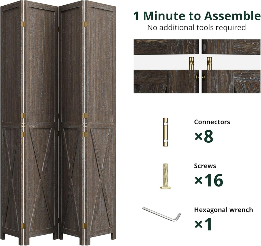 5.5 ft Solid Wood Folding Room Divider