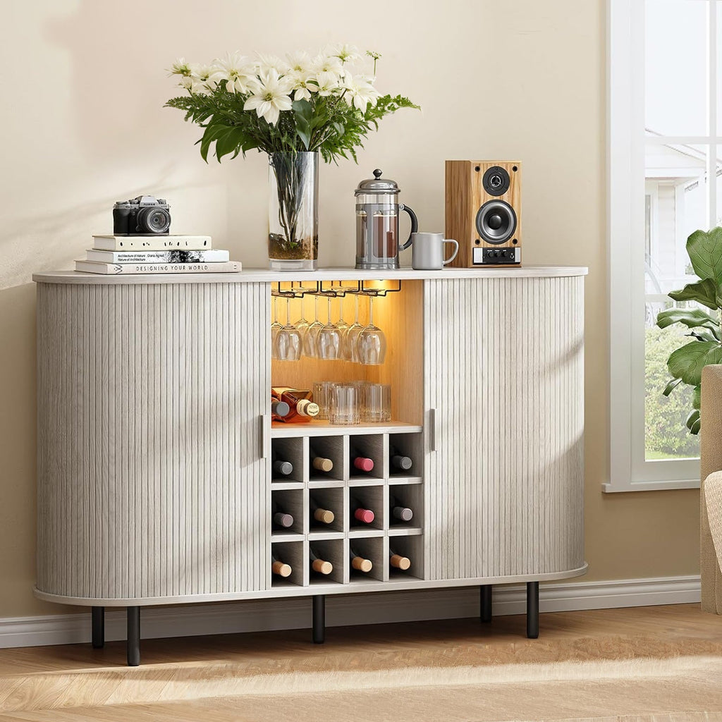 55 Inch LED Wine Bar Cabinet and Coffee Station