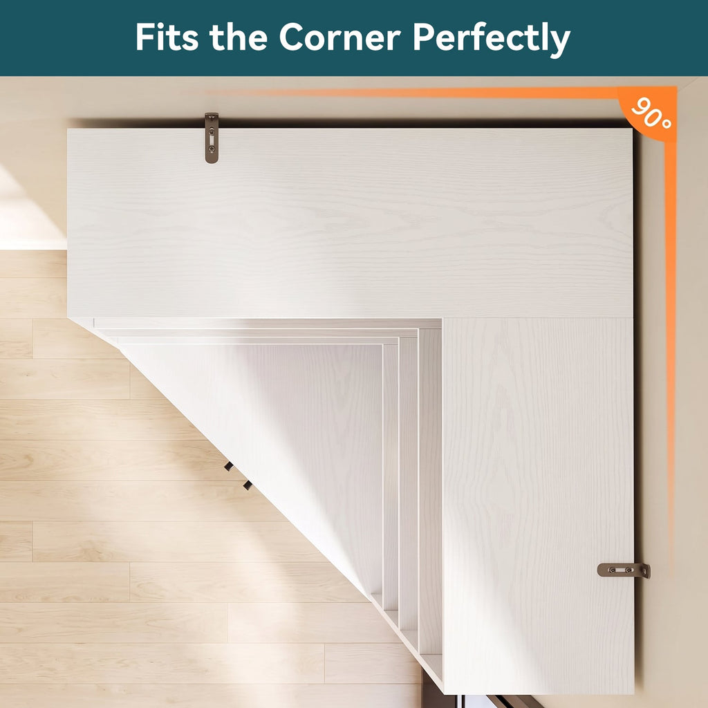 72.7-Inch Tall Corner Bookshelf with Door, 6-Tier