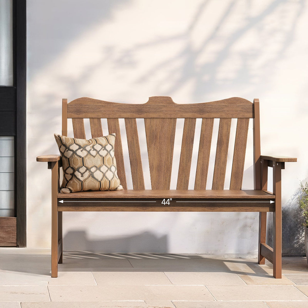 Weatherproof Patio Garden Bench with Wide Armrests
