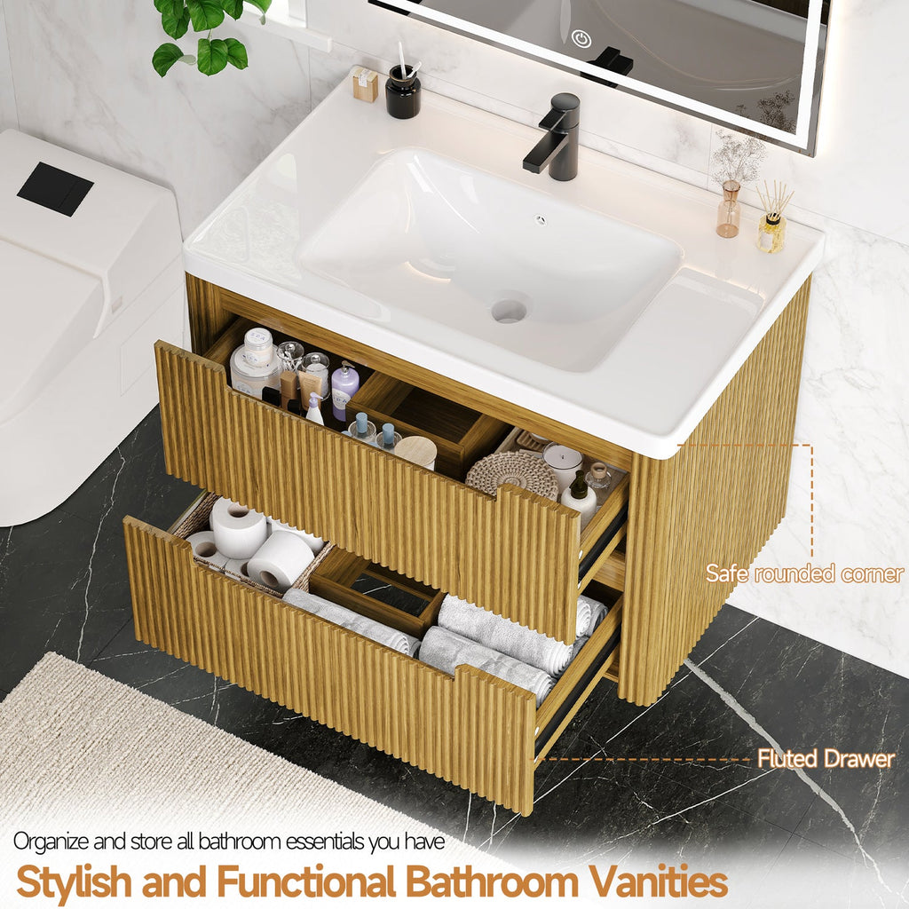 32-Inch Floating Bathroom Vanity with Sink