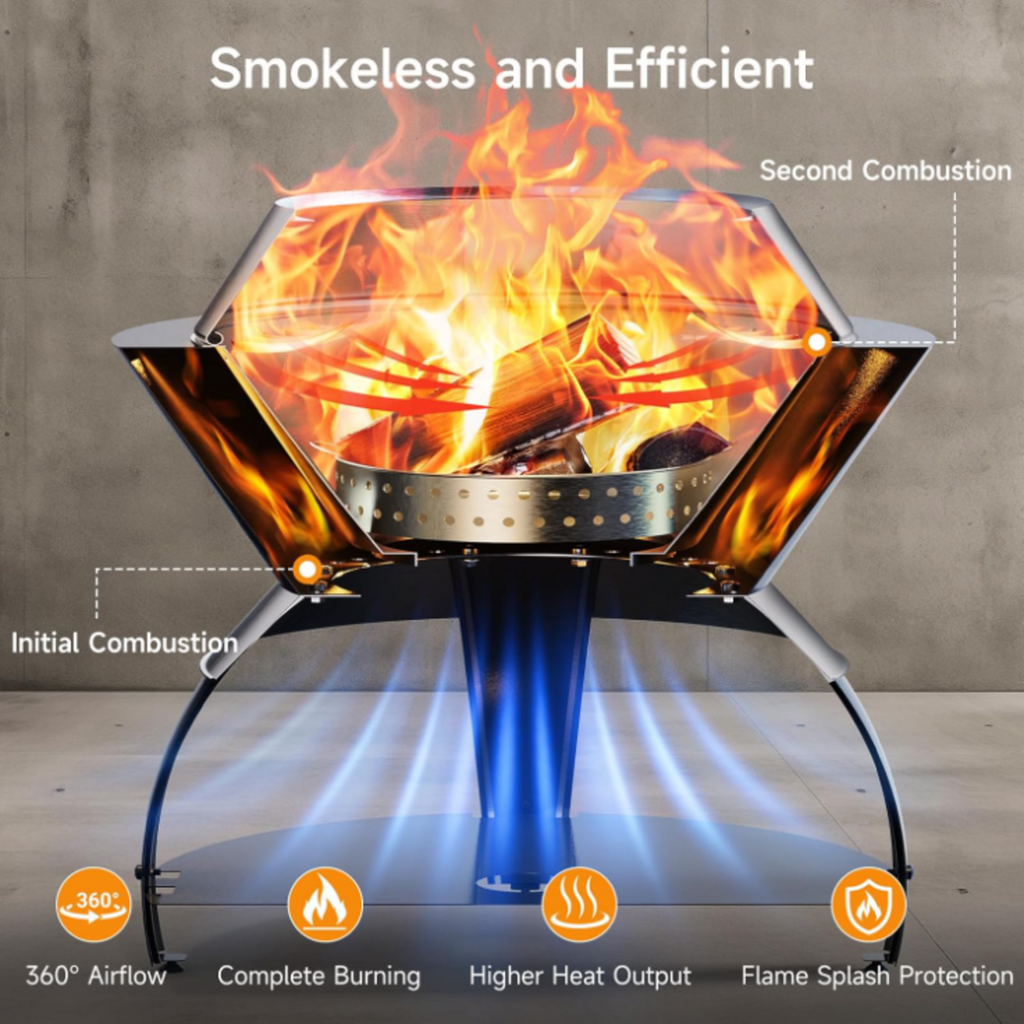 Stainless Steel Smokeless Wood Burning Fire Pit