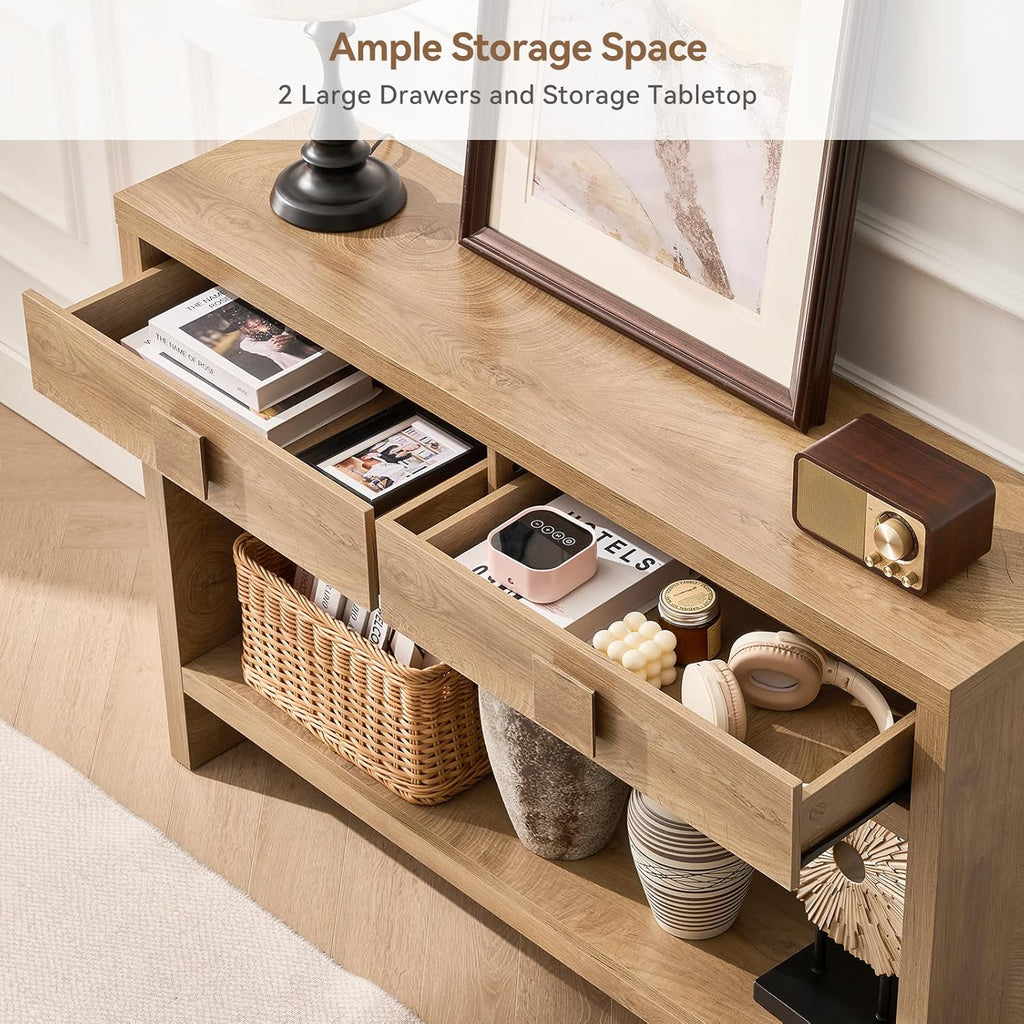47 Inch Narrow Console Table with Drawers