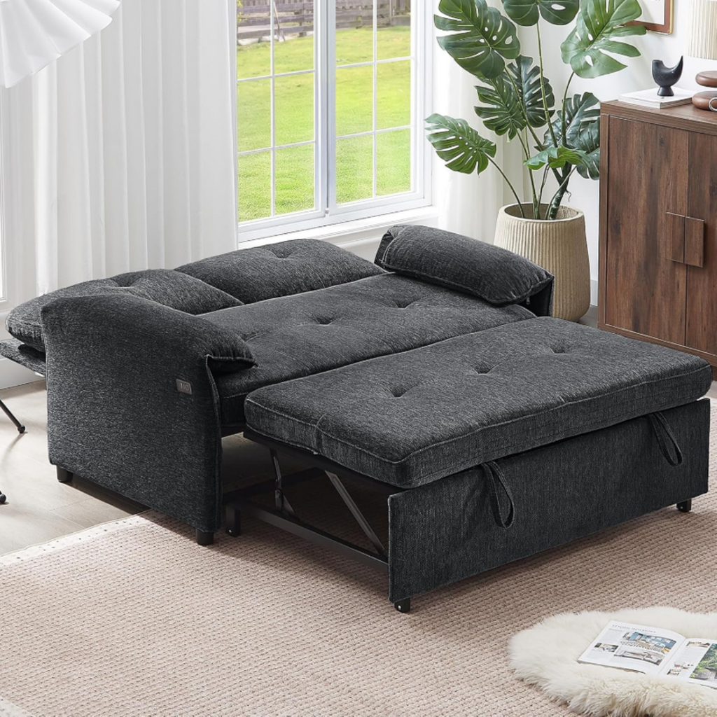 3-in-1 Convertible Chenille Sofa Bed with USB