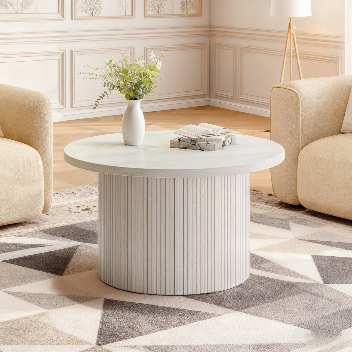 31.5 Inch Round Drum Coffee Table